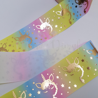 CINTA UNICORNIO METALIZADA 7.5CMS 1METRO
