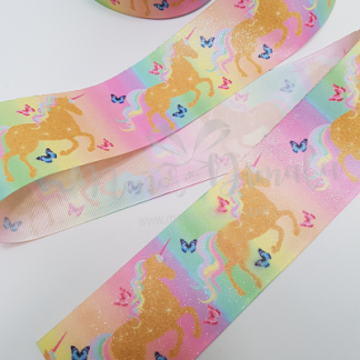 CINTA UNICORNIO ESCARCHADA 7.5CMS 1METRO