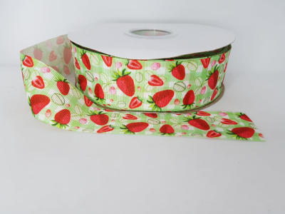 CINTA FRESAS CUADROS VERDES 3.8CMS 1MT