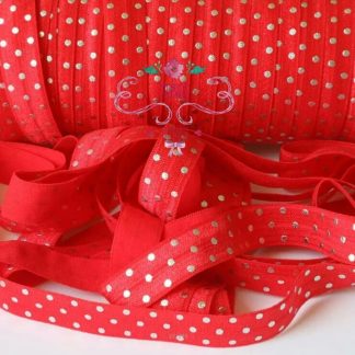 ELASTICO ORO PUNTOS ROJO 1MT