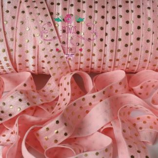ELASTICO ORO PUNTOS ROSADO 1MT