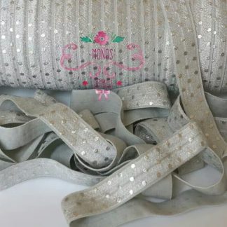 ELASTICO ORO PUNTOS GRIS 1MT