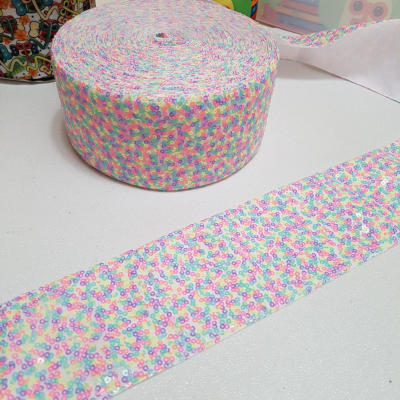 CINTA LENTEJUELA MULTICOLOR#1 7.5CMS 1MT