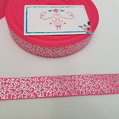 CINTA METALIZADA ROSADO CHICLE 5MTS 2.2CMS
