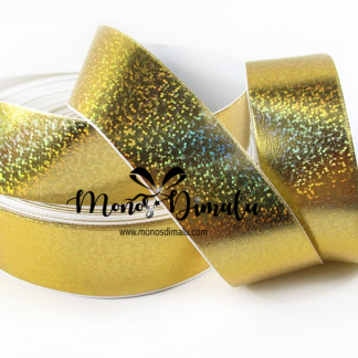 CINTA FAYA 38MM METALIZADA ORO Y PLATA 2MTS