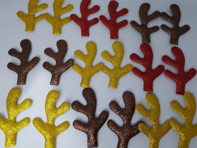 CUERNO NAVIDEÑO ESCARCHADO SURTIDO 6PARES 8.5CMS