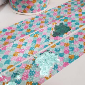 CINTA LENTEJUELA 7.5CMS ESCAMA 1METRO