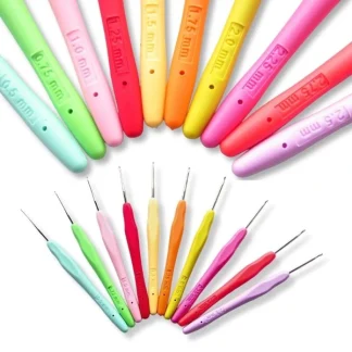 KIT 10PCS AGUJA CROCHET MANGO SILICONADO 0.5MM-2.75MM